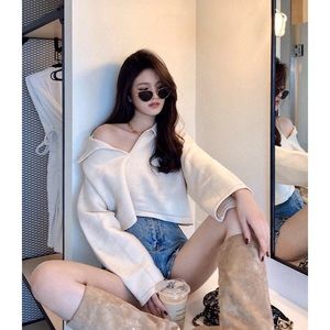 Chennchenn cropped sweatshirt polo top